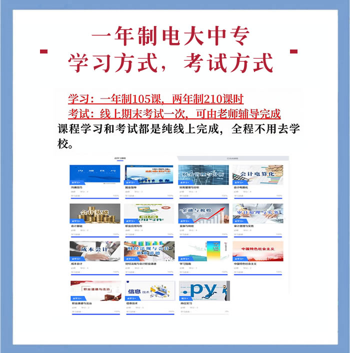 電大一年制中專學(xué)習(xí)方式，考試方式